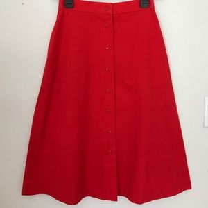 Vintage Red Button Front Maxi Skirt